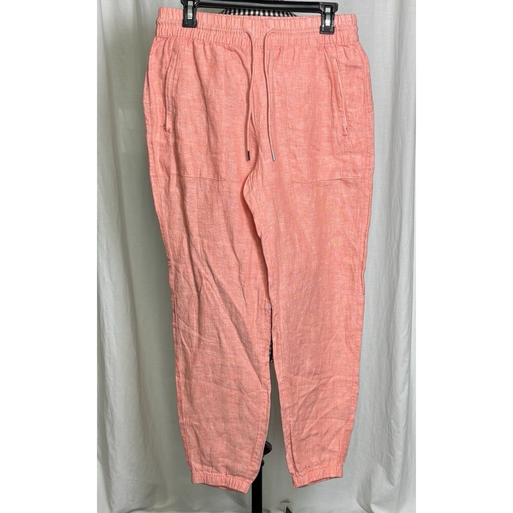 NEW Athleta Retreat Linen Pant Size 6 Soft Coral Sunset Jogger Pockets
